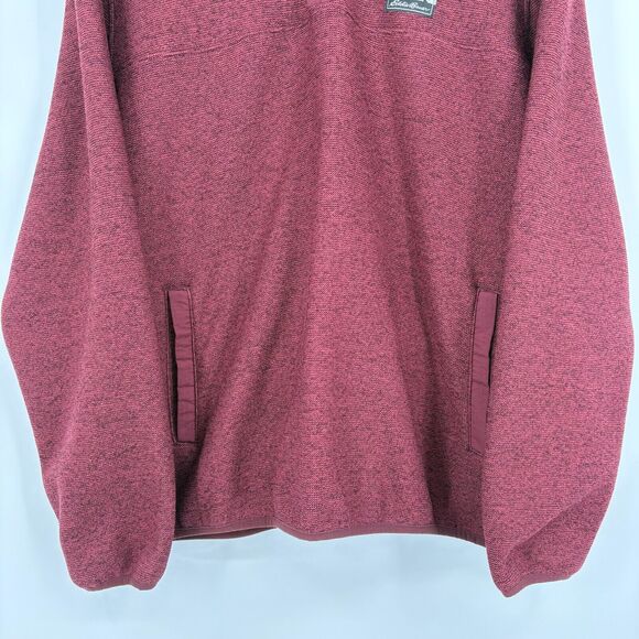 Eddie Bauer Mens Snap Pullover Fleece Sweater Long Sleeve Red Heather Size Large - Picture 4 of 9